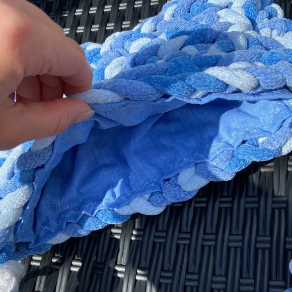 Handmade plush blue multi crochet shoulder bag - Picture 8 of 8